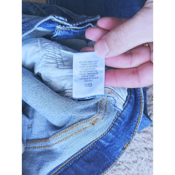 Re/Done 90s High Rise Ankle Crop Jeans Blue Dusty Destroy Size 24 - Picture 7 of 9